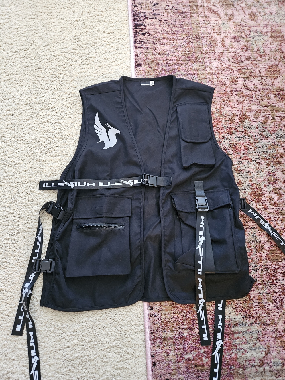 Illenium Reflective Black Utility Vest - Tactical Style Men’s Jacket